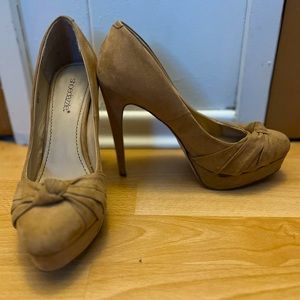 Faux suede nude platform stiletto heels